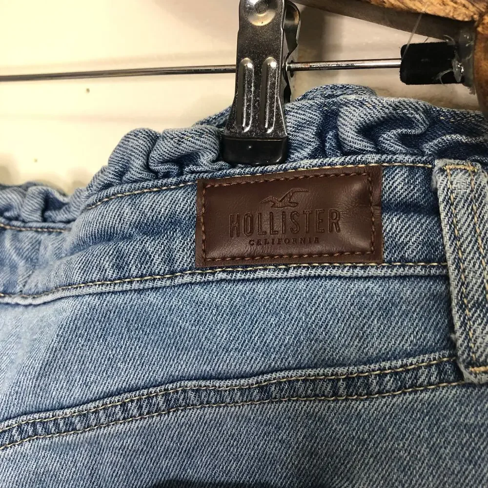 Hollister Ultra High Waist Mom Jean Shorts Button Fly Vintage Stretch 32